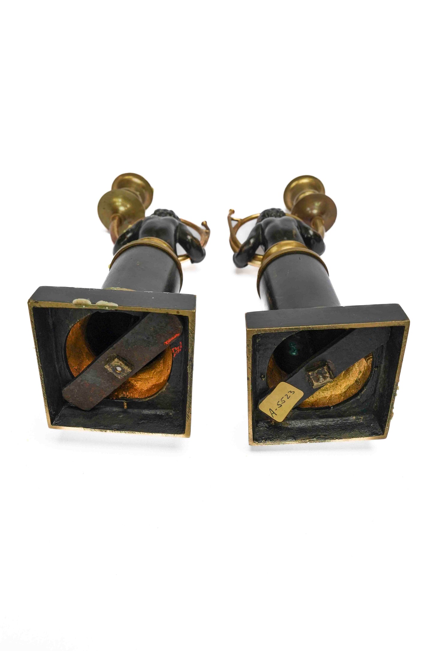 French Cherub Figural Candlesticks Pair
