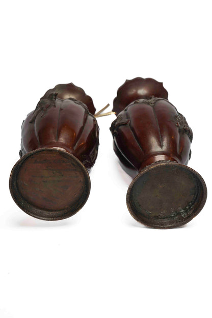 Japanese Bronze Vases Pair