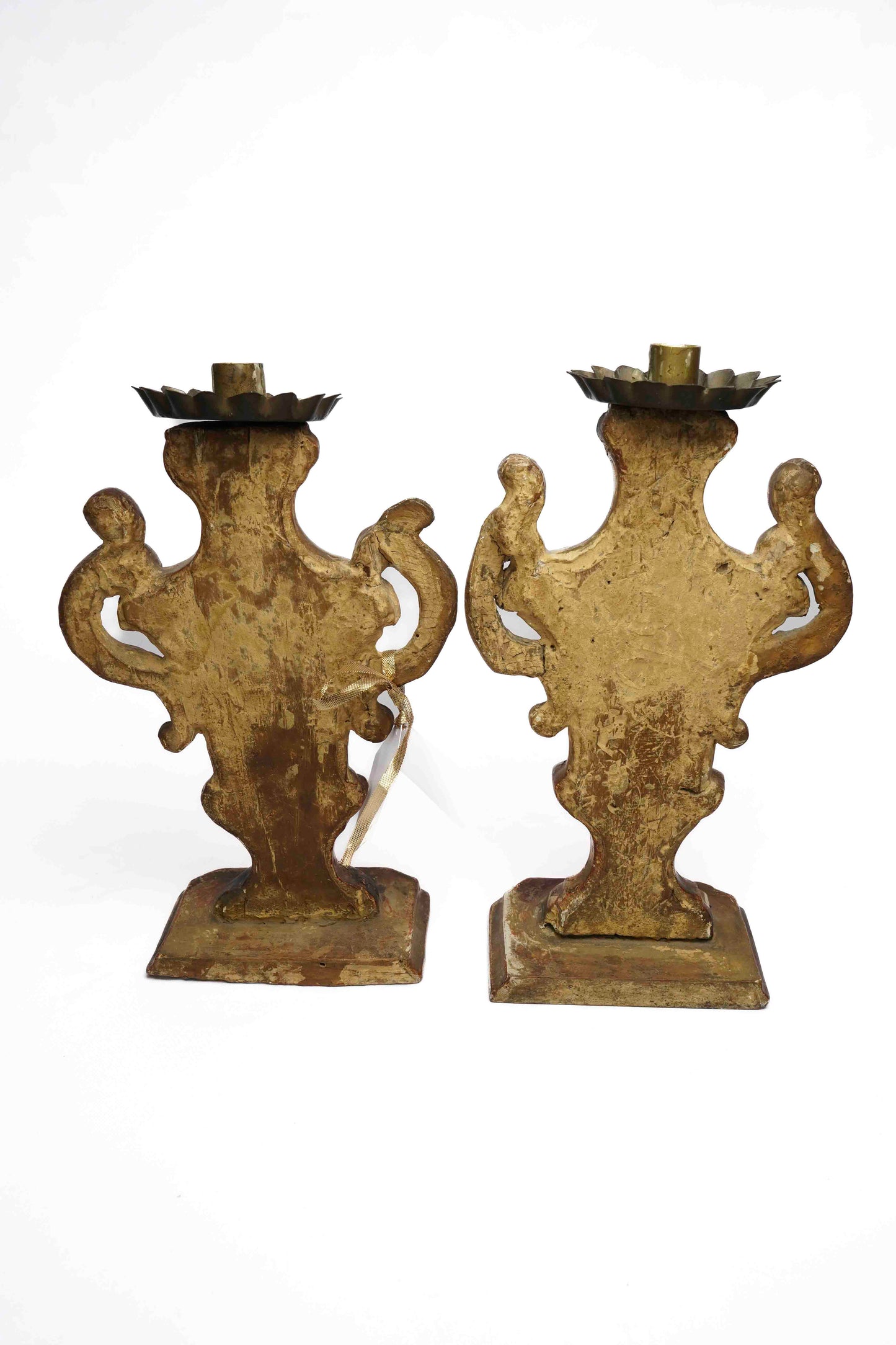 Italian 18th Century Altar Sticks w/ Mirror Pair
