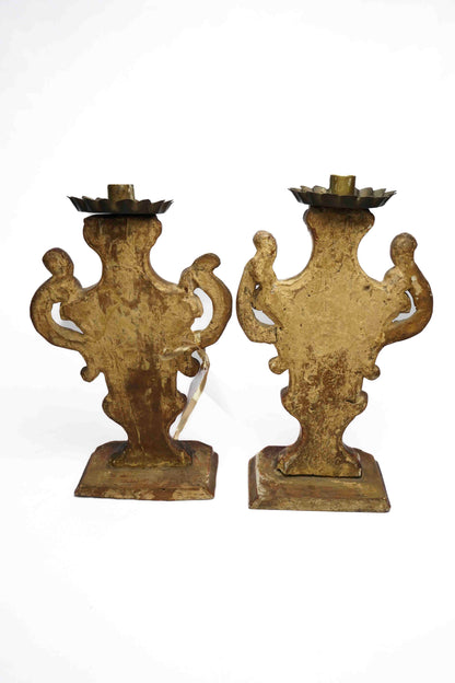 Italian 18th Century Altar Sticks w/ Mirror Pair