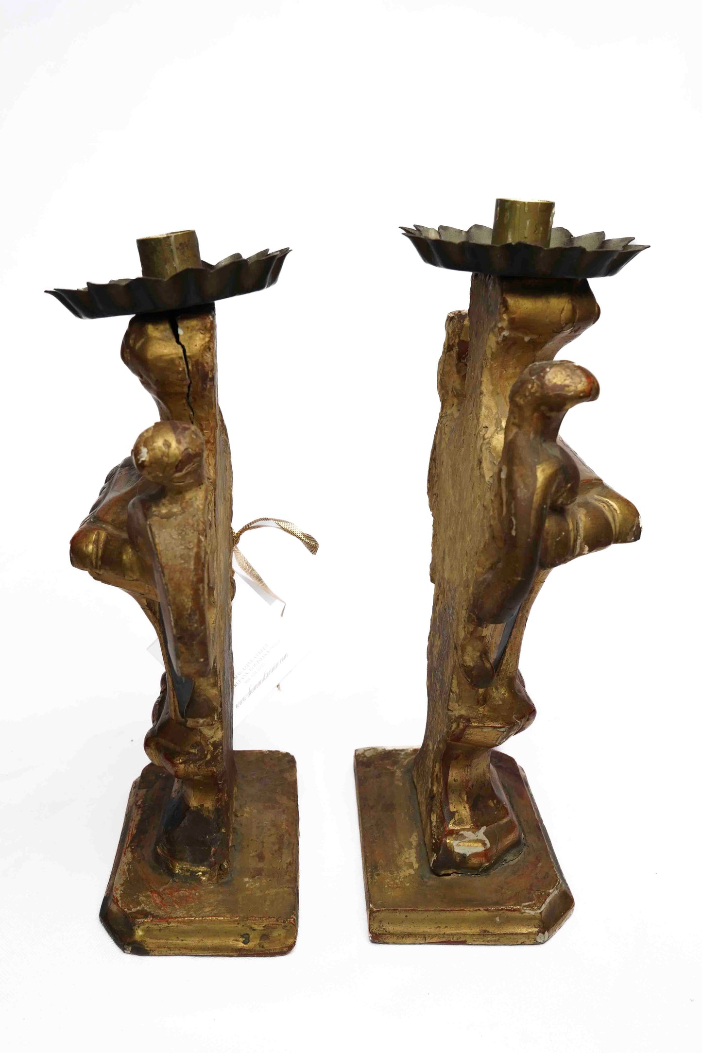 Italian 18th Century Altar Sticks w/ Mirror Pair