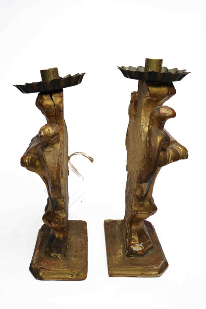 Italian 18th Century Altar Sticks w/ Mirror Pair