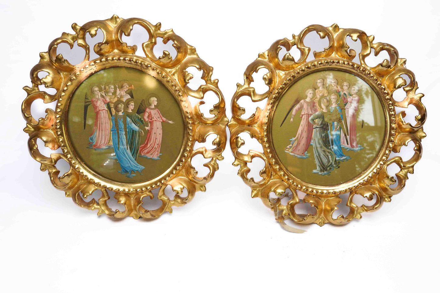 Italian Painted Panels/ Angels Chorus Pair