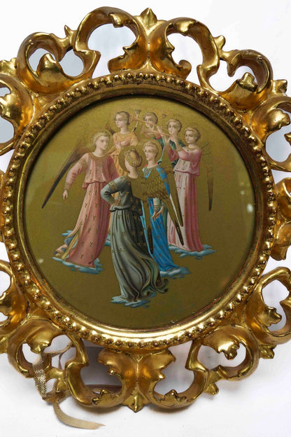 Italian Painted Panels/ Angels Chorus Pair