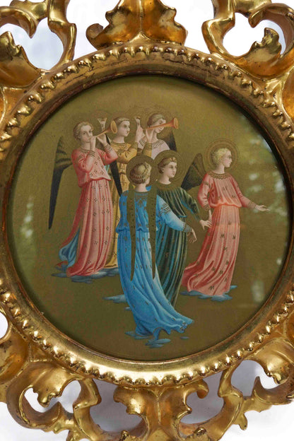 Italian Painted Panels/ Angels Chorus Pair