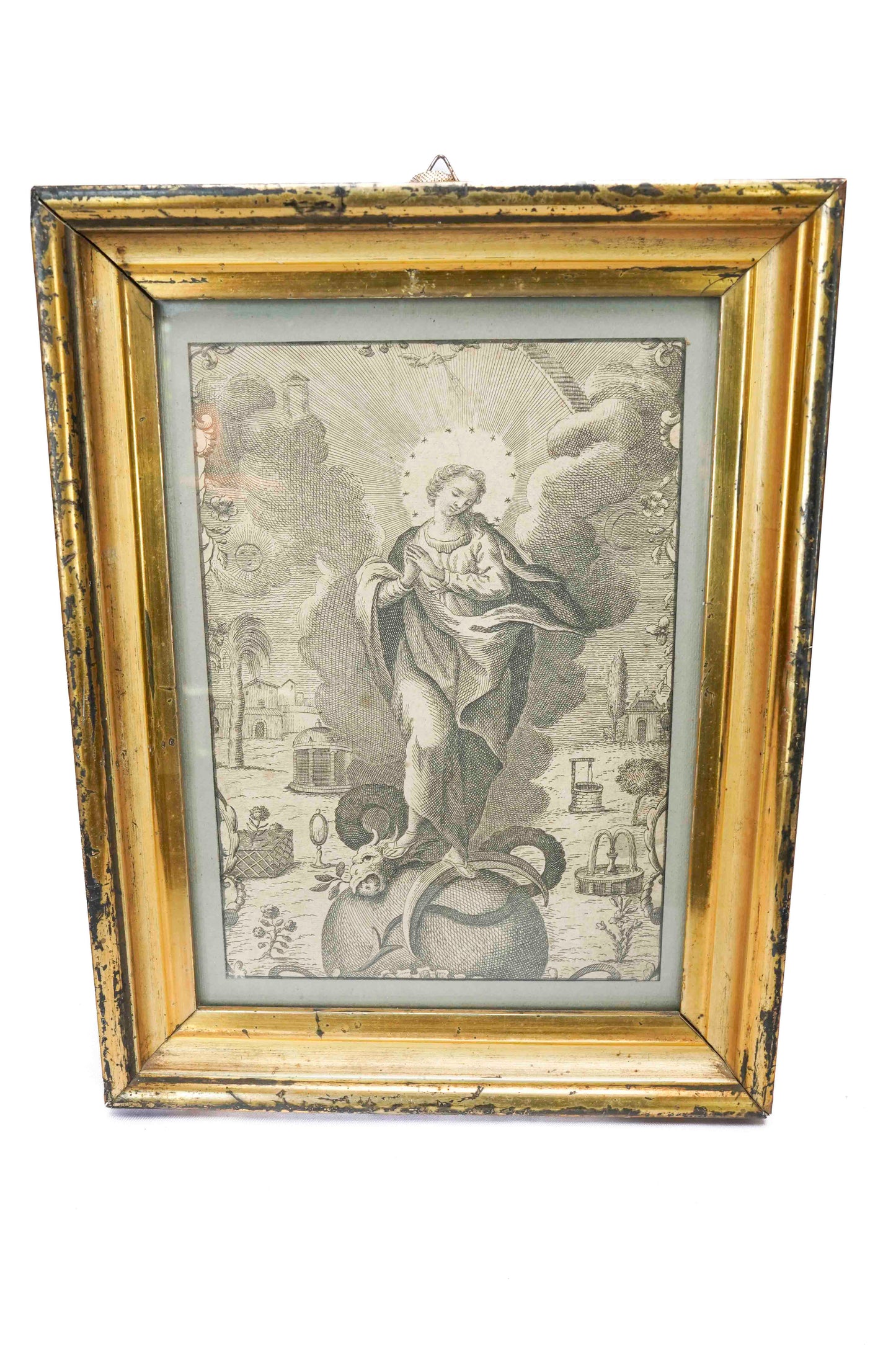 Madonna Etching with Gilt Frame