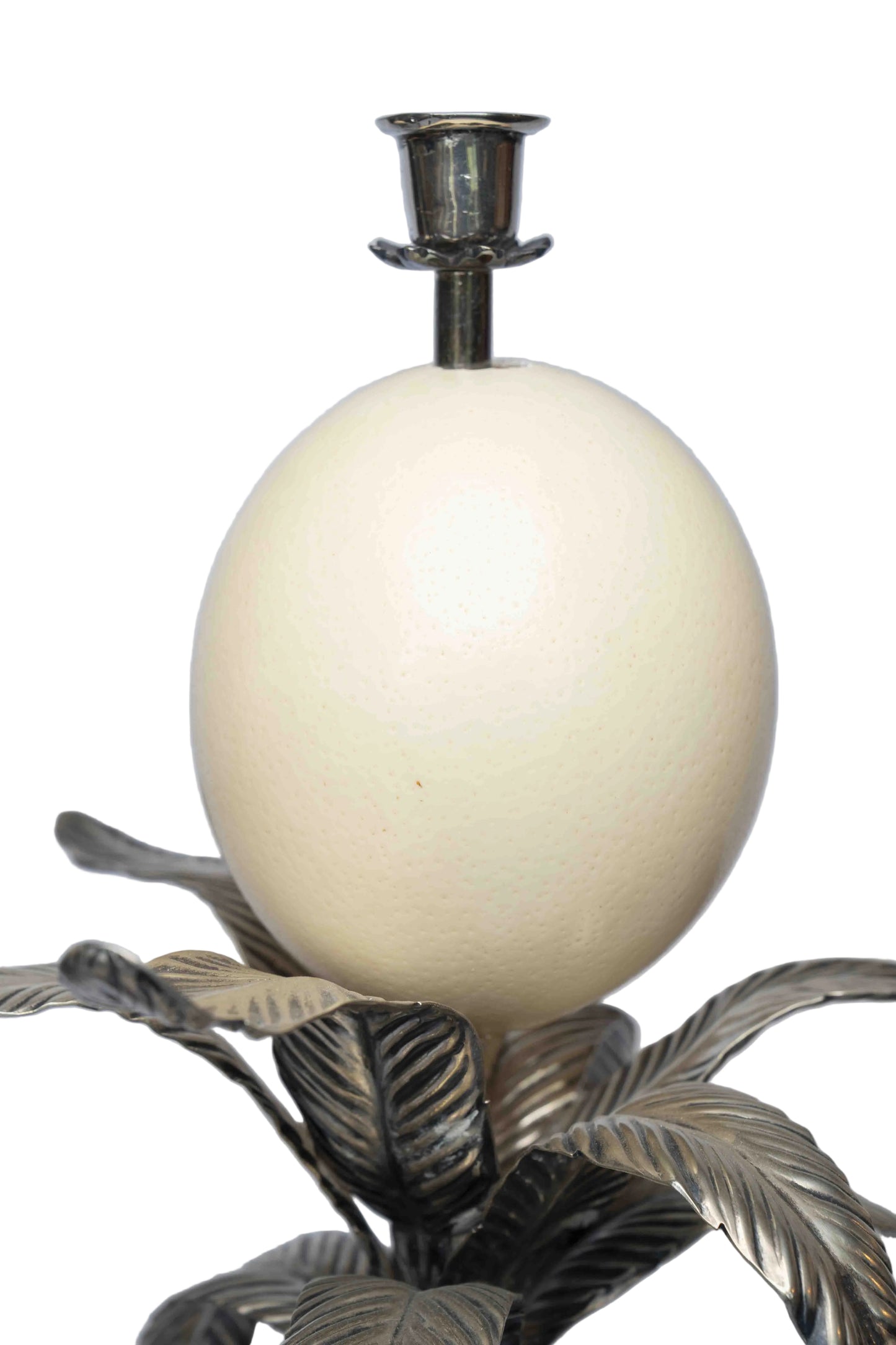 Palm and Ostrich Egg Candelabra Pair