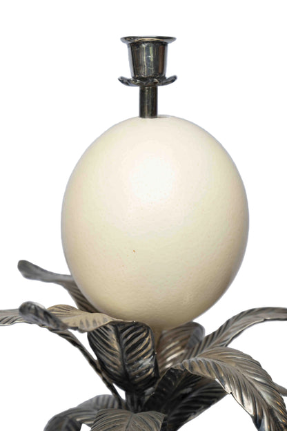 Palm and Ostrich Egg Candelabra Pair