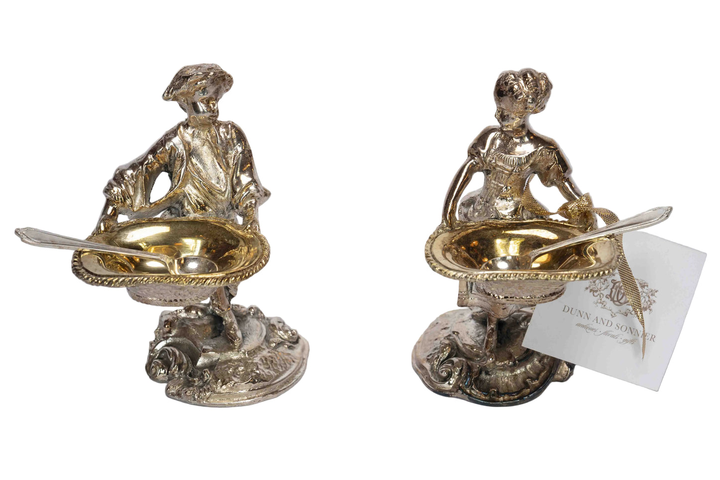 English Silverplate Salts Boy/Girl Set