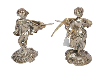 English Silverplate Salts Boy/Girl Set