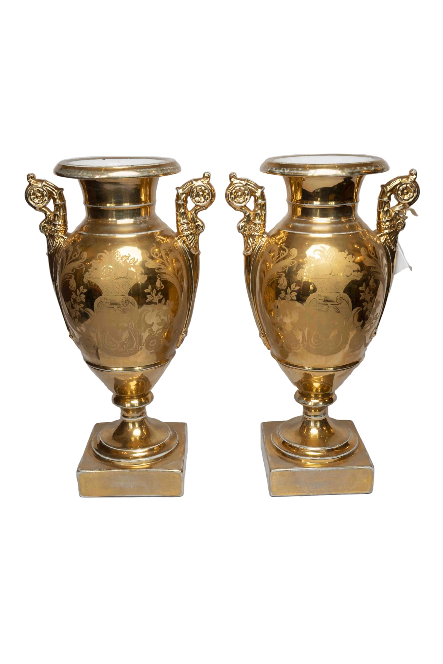 Porcelain Urns with Greco Roman Figures Pair