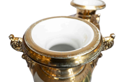Porcelain Urns with Greco Roman Figures Pair
