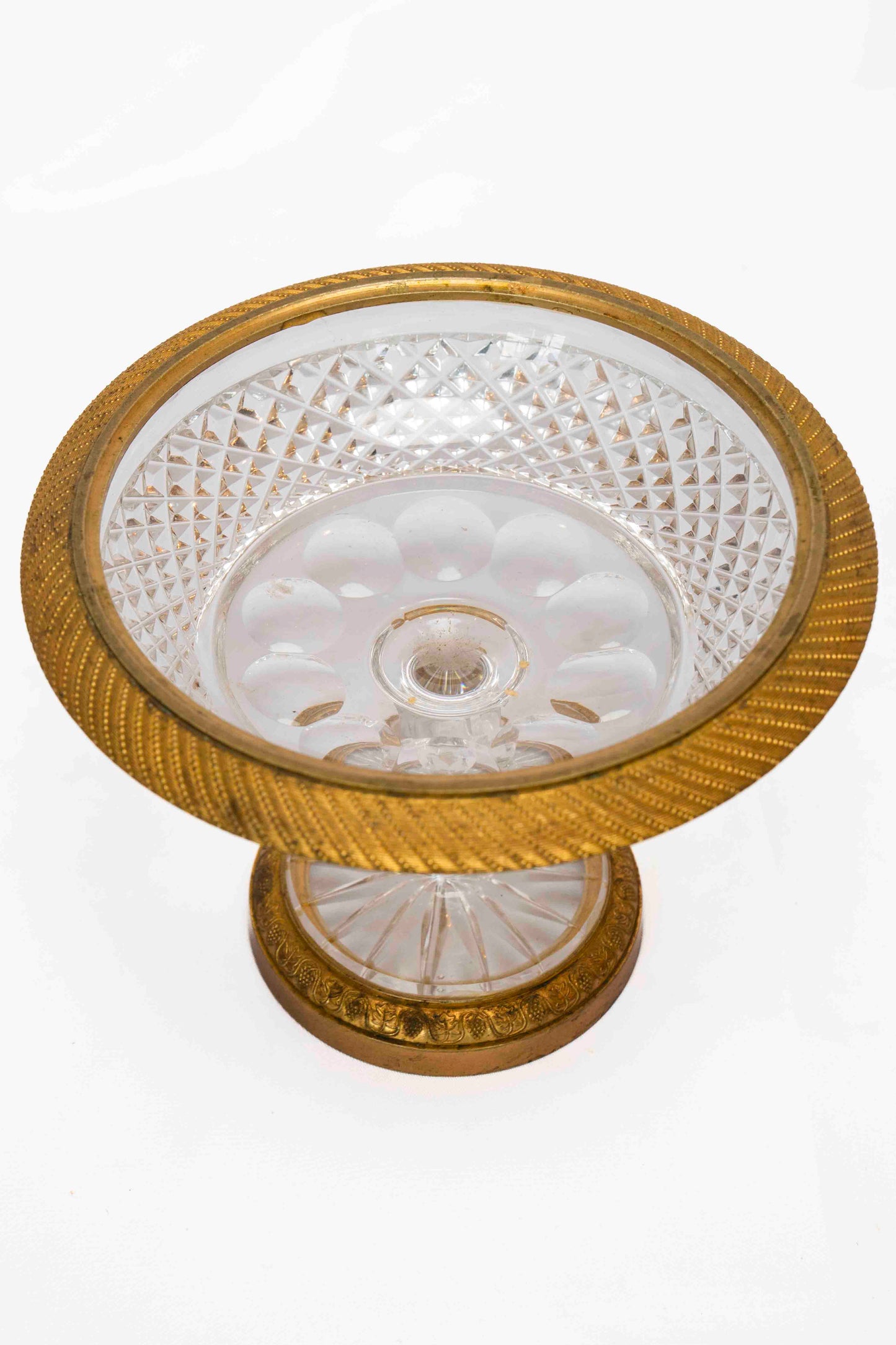 Chased Gilt Bronze and Crystal Compote