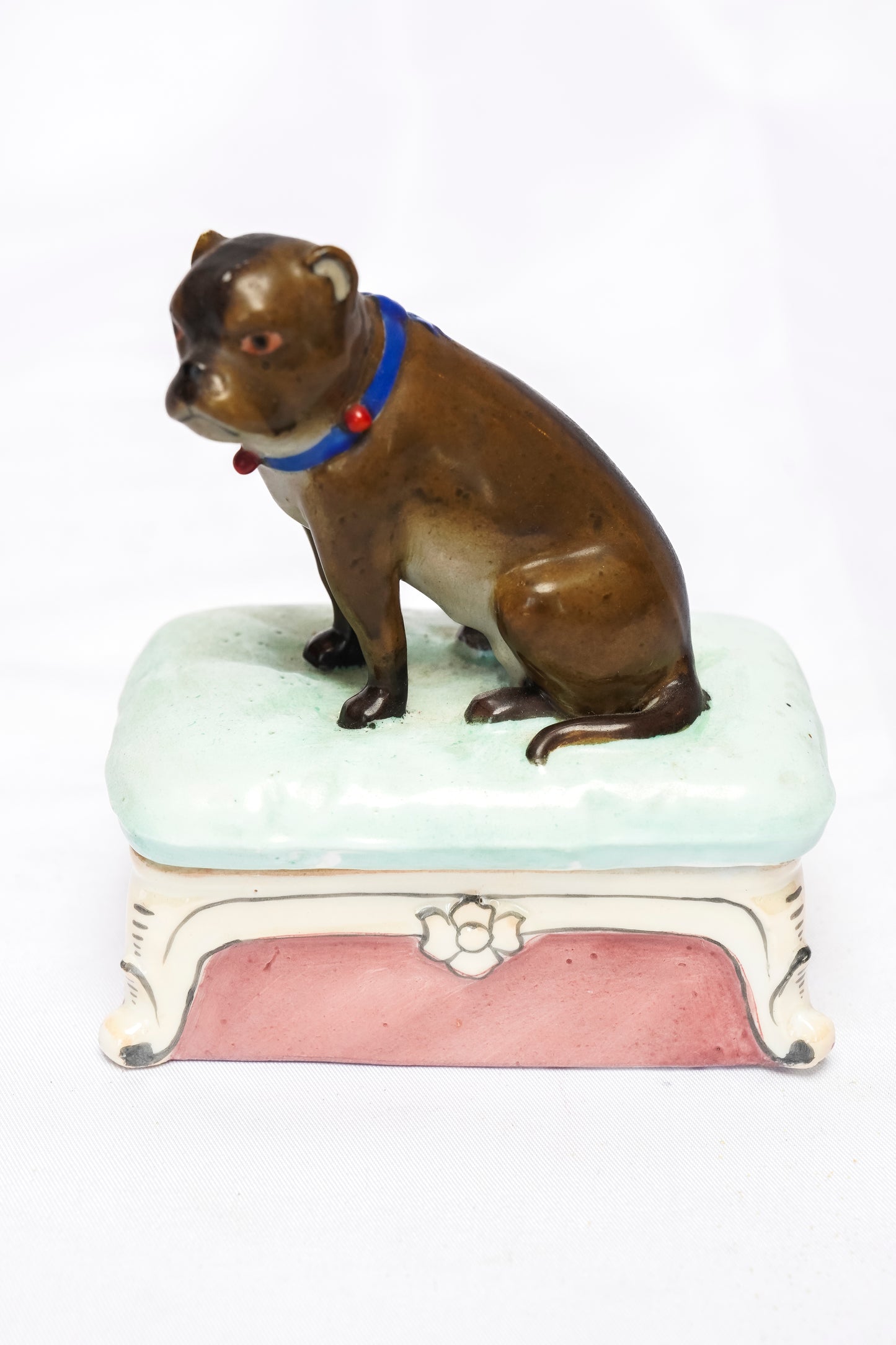Italian Porcelain Box with Bulldog