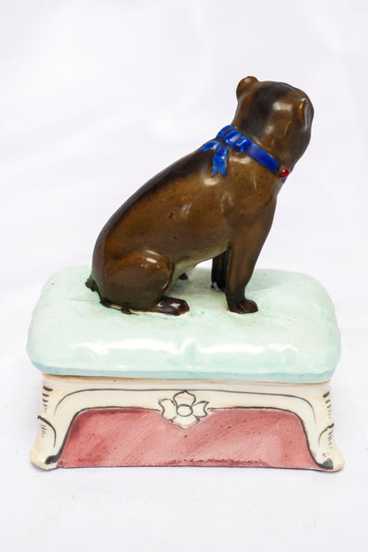 Italian Porcelain Box with Bulldog