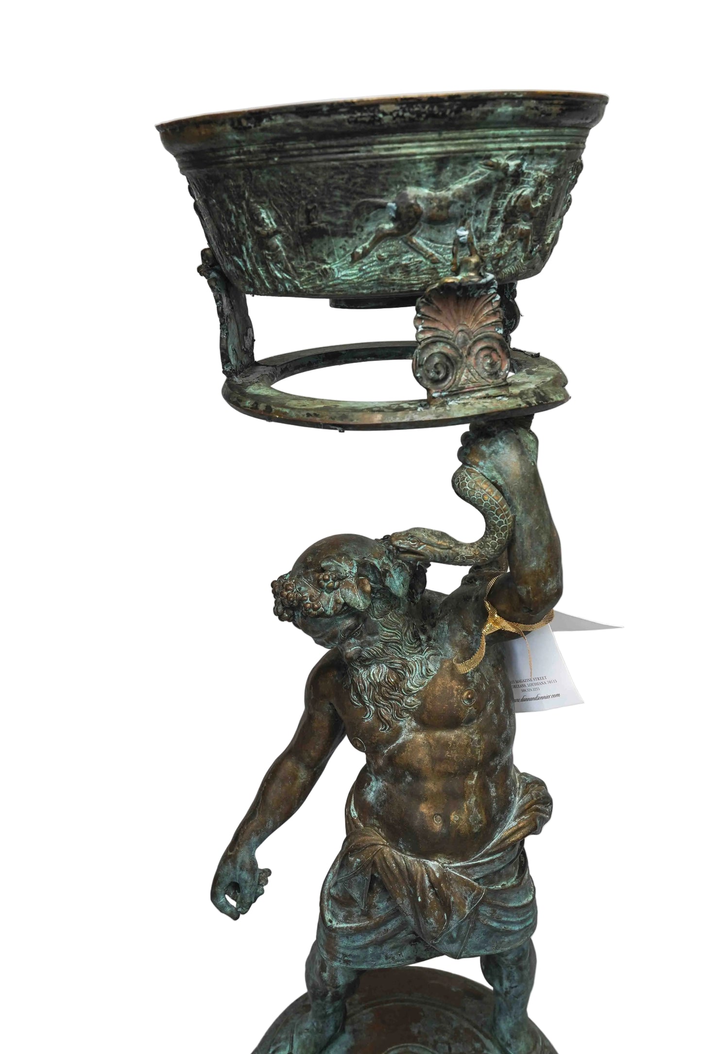 19th Century Bronze Silenus of Pompeii with Bowl