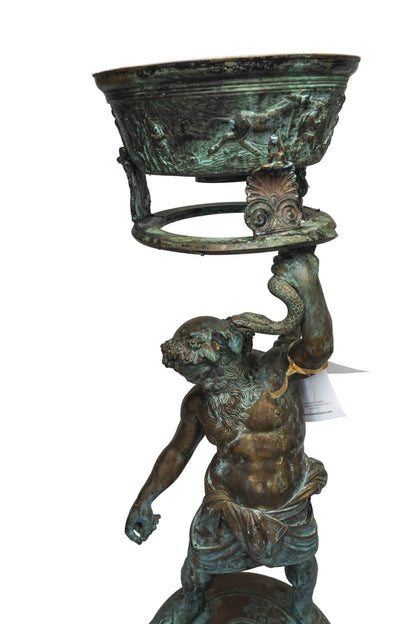 19th Century Bronze Silenus of Pompeii with Bowl