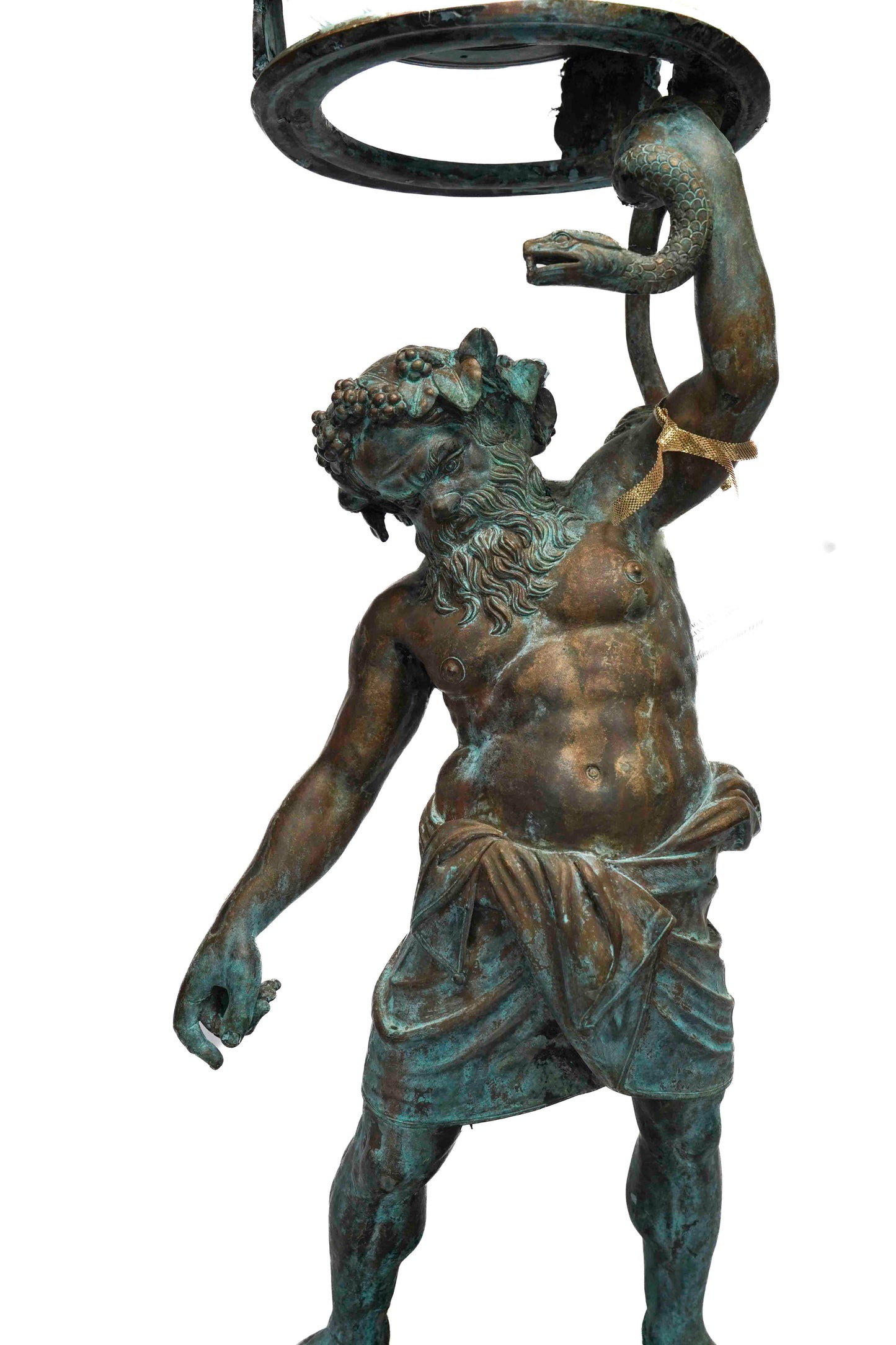 19th Century Bronze Silenus of Pompeii with Bowl
