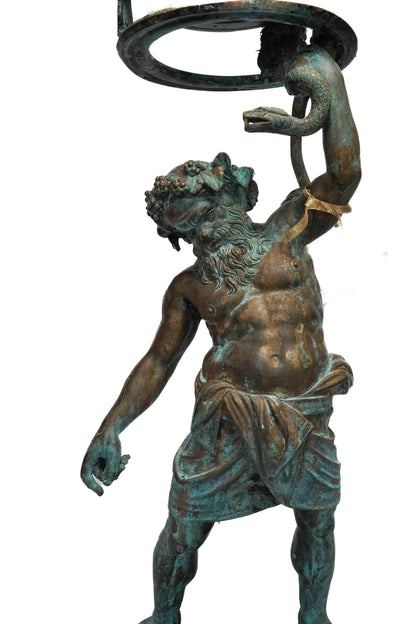 19th Century Bronze Silenus of Pompeii with Bowl