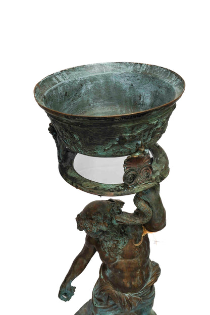 19th Century Bronze Silenus of Pompeii with Bowl