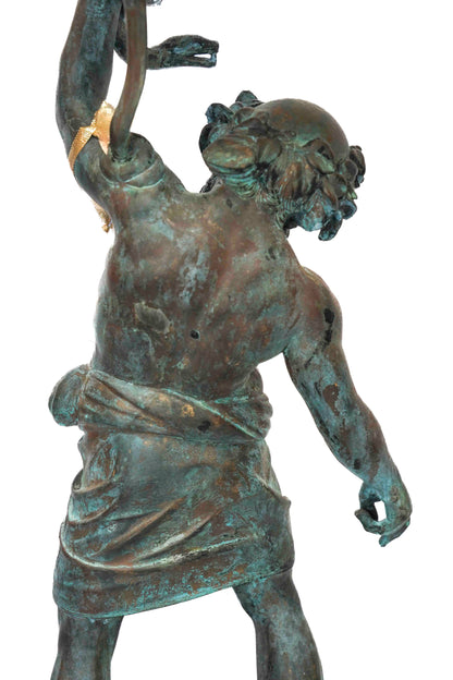 19th Century Bronze Silenus of Pompeii with Bowl