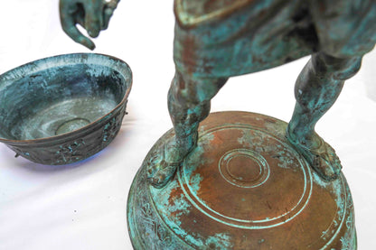 19th Century Bronze Silenus of Pompeii with Bowl