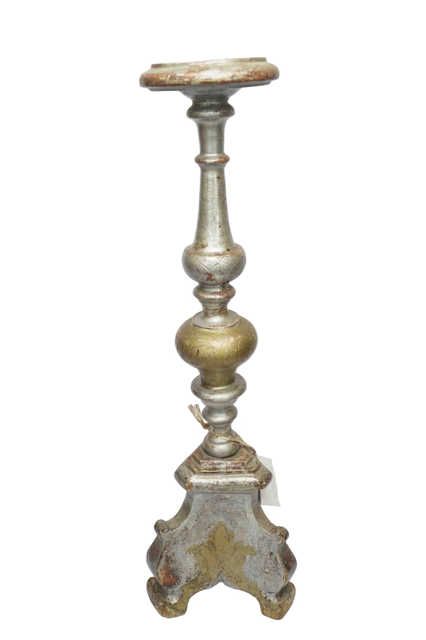 17th Century Rubbed Silver Venetian Altar Candlestick