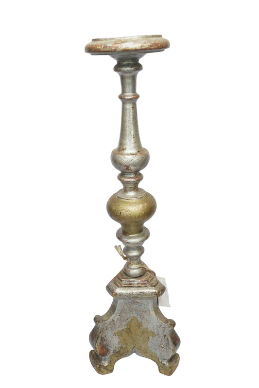 17th Century Rubbed Silver Venetian Altar Candlestick