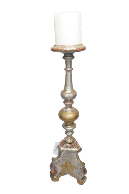 17th Century Rubbed Silver Venetian Altar Candlestick