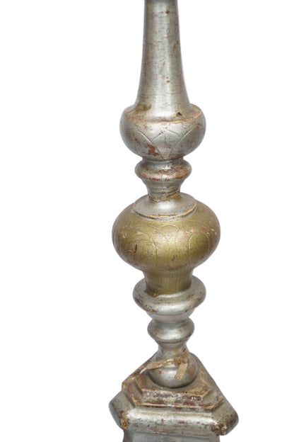 17th Century Rubbed Silver Venetian Altar Candlestick