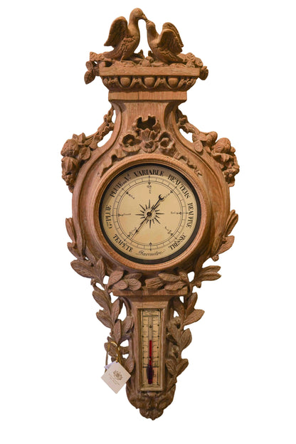 Vintage carved Barometer made of Oak
