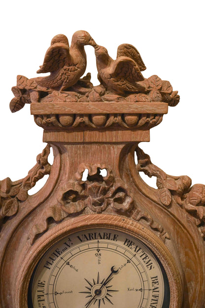 Vintage carved Barometer made of Oak