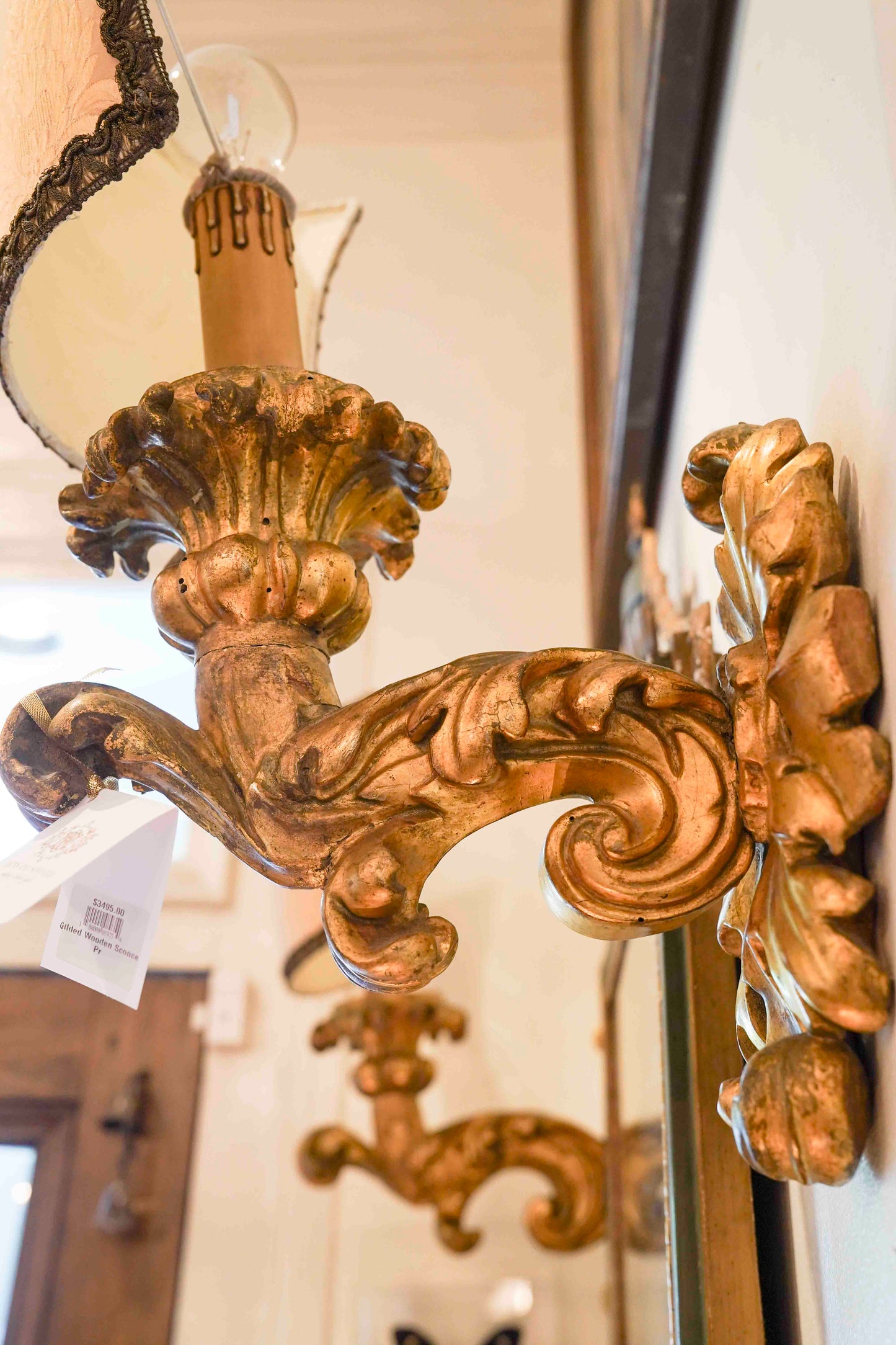 Gilt Wood  Italian Sconce Pair