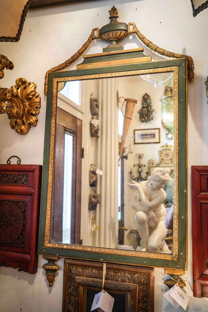 19th Century Italian Mirror Green and Gold