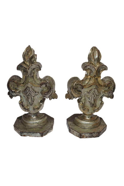 18th Century Silver Flames Fragments Pair