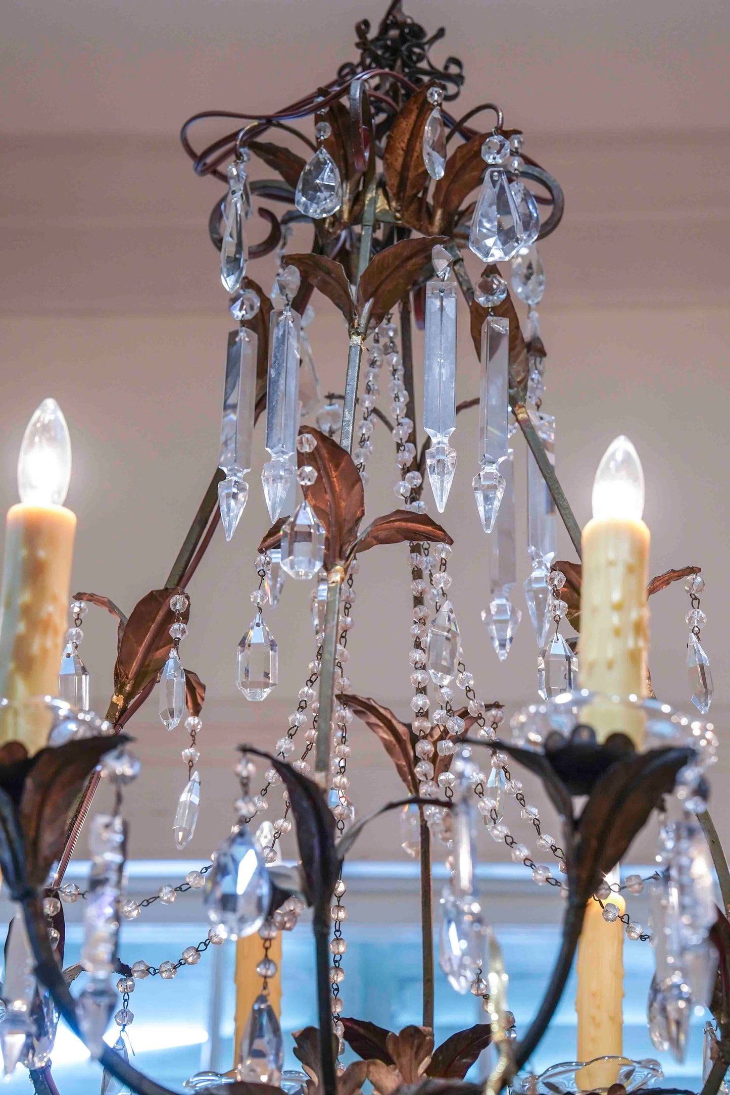 19th Century Tole and Crystal Chandelier