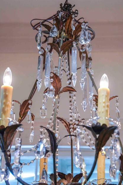 19th Century Tole and Crystal Chandelier