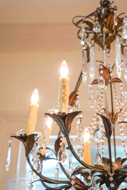 19th Century Tole and Crystal Chandelier