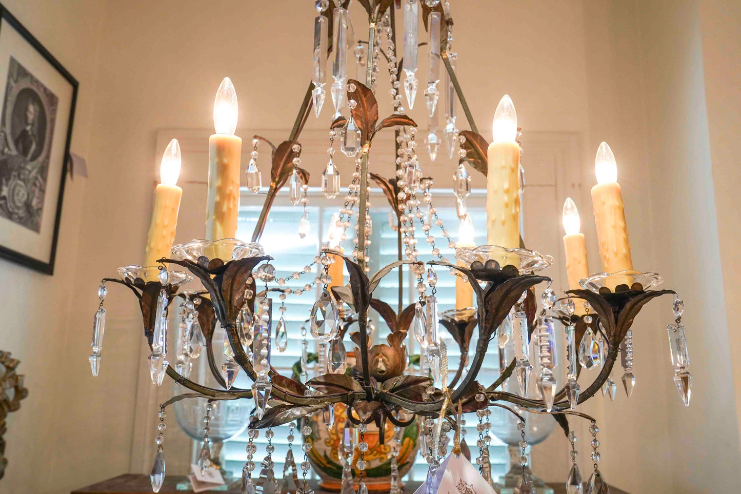 19th Century Tole and Crystal Chandelier