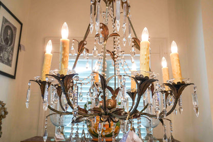 19th Century Tole and Crystal Chandelier