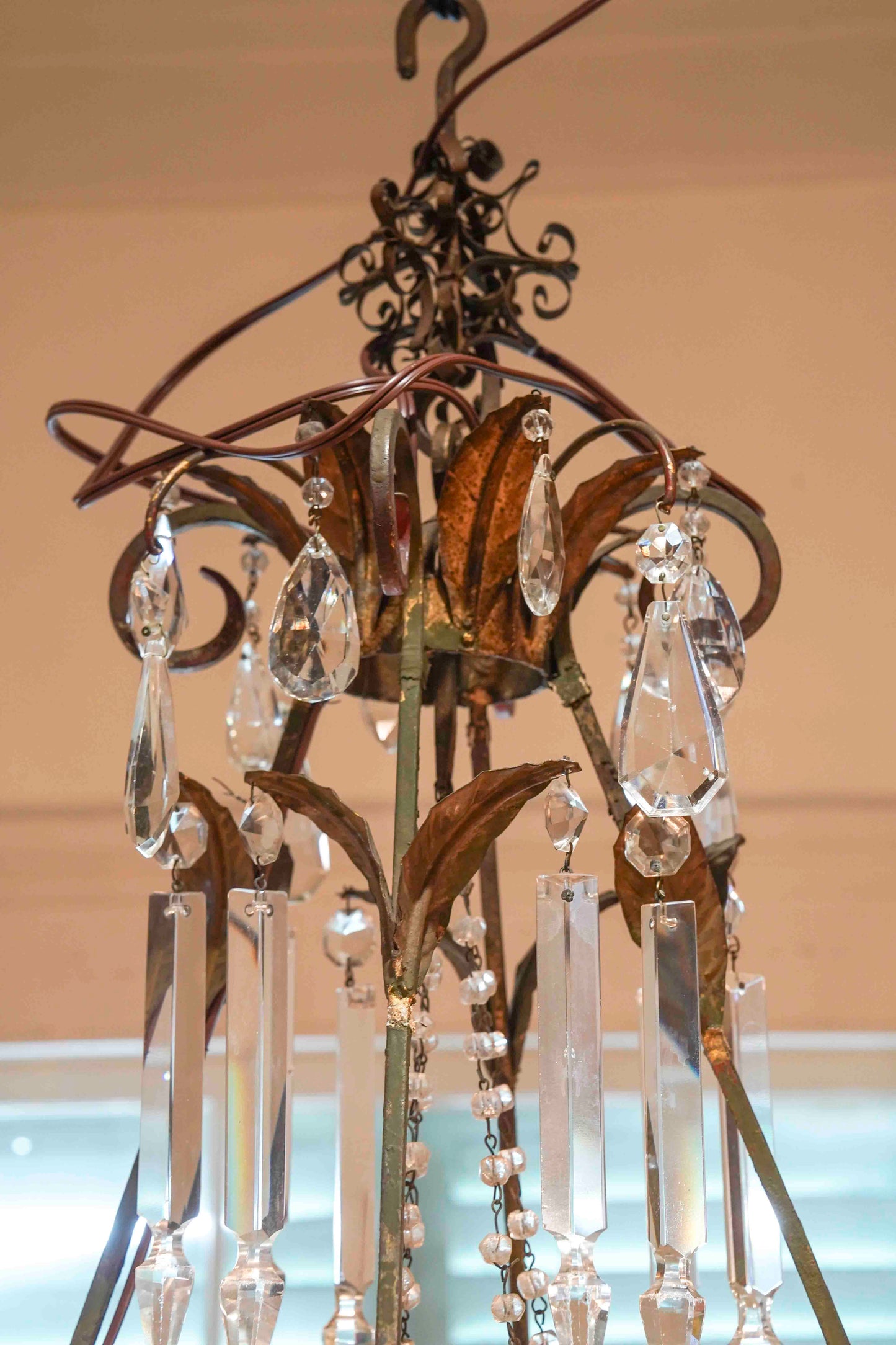 19th Century Tole and Crystal Chandelier