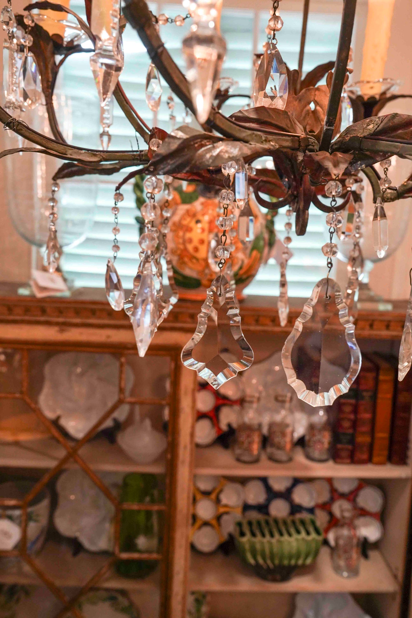 19th Century Tole and Crystal Chandelier