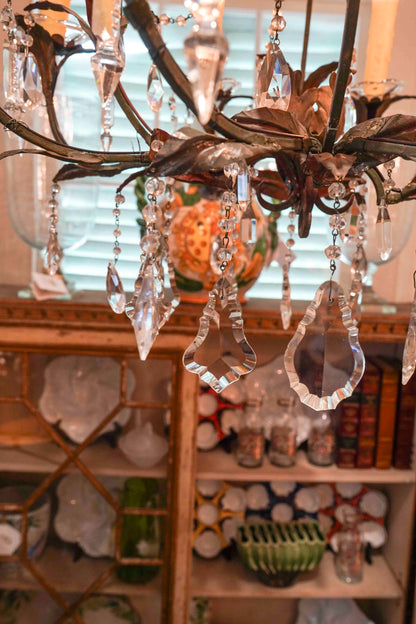 19th Century Tole and Crystal Chandelier