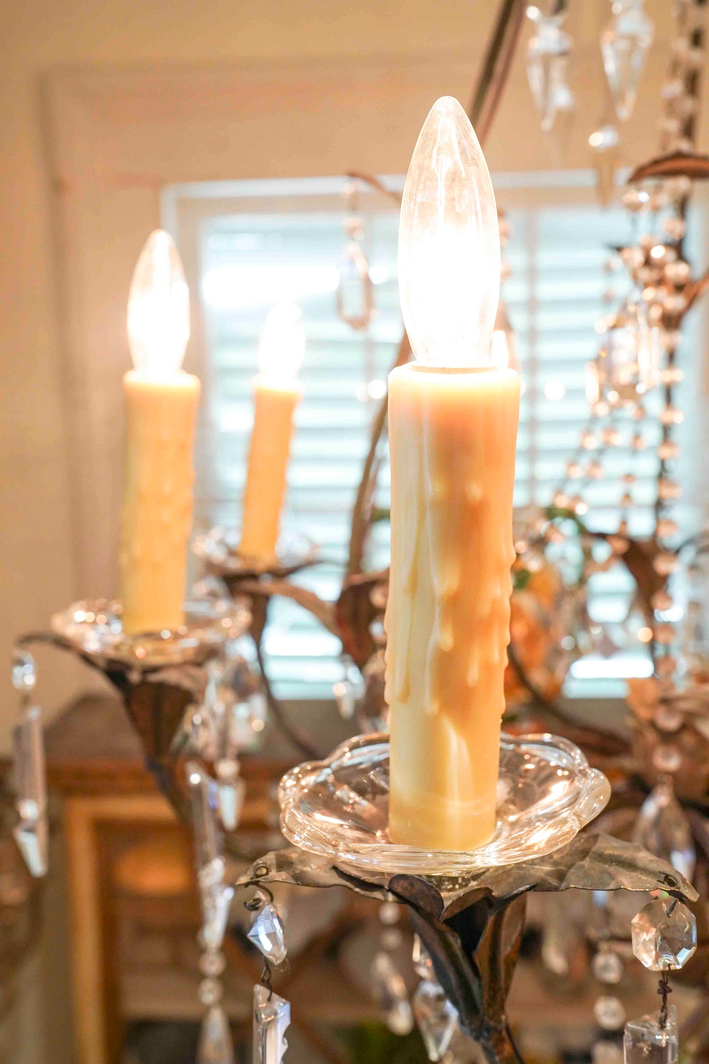 19th Century Tole and Crystal Chandelier