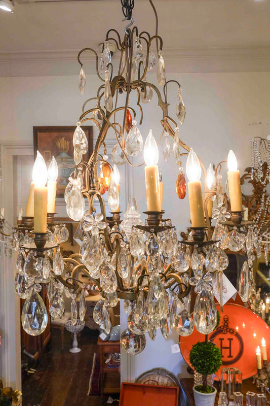 Louis XVI Style Chandelier with Amber Crystals
