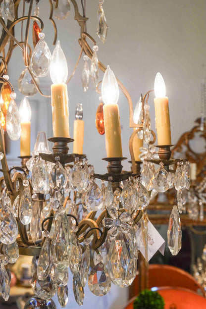 Louis XVI Style Chandelier with Amber Crystals