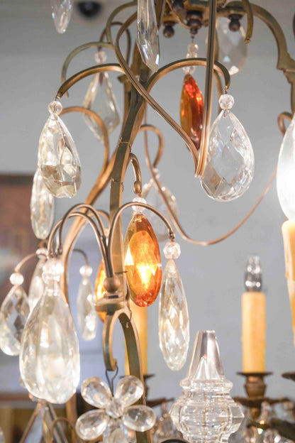 Louis XVI Style Chandelier with Amber Crystals