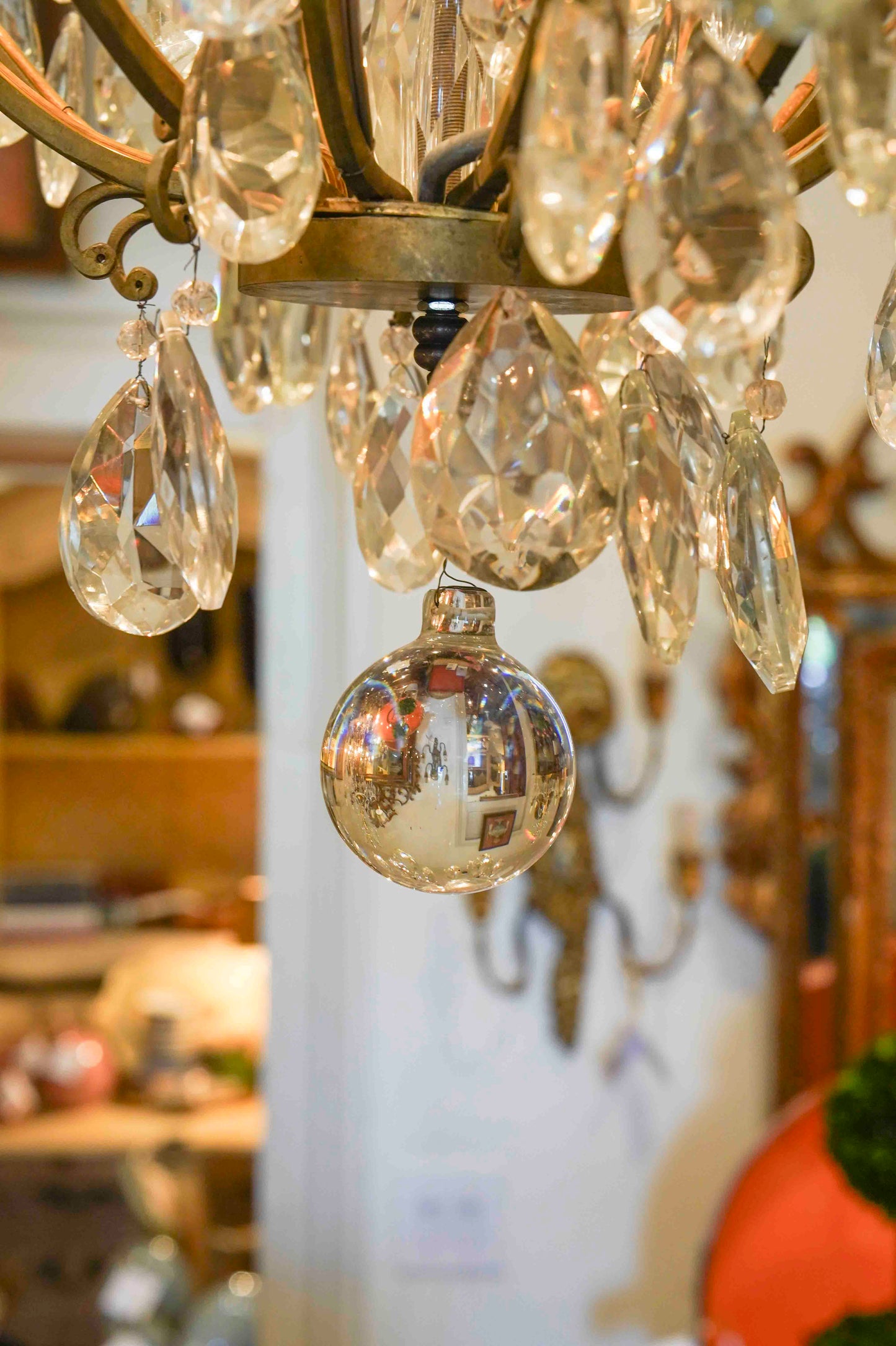Louis XVI Style Chandelier with Amber Crystals
