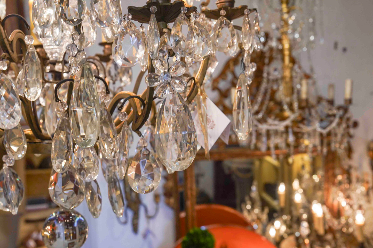 Louis XVI Style Chandelier with Amber Crystals
