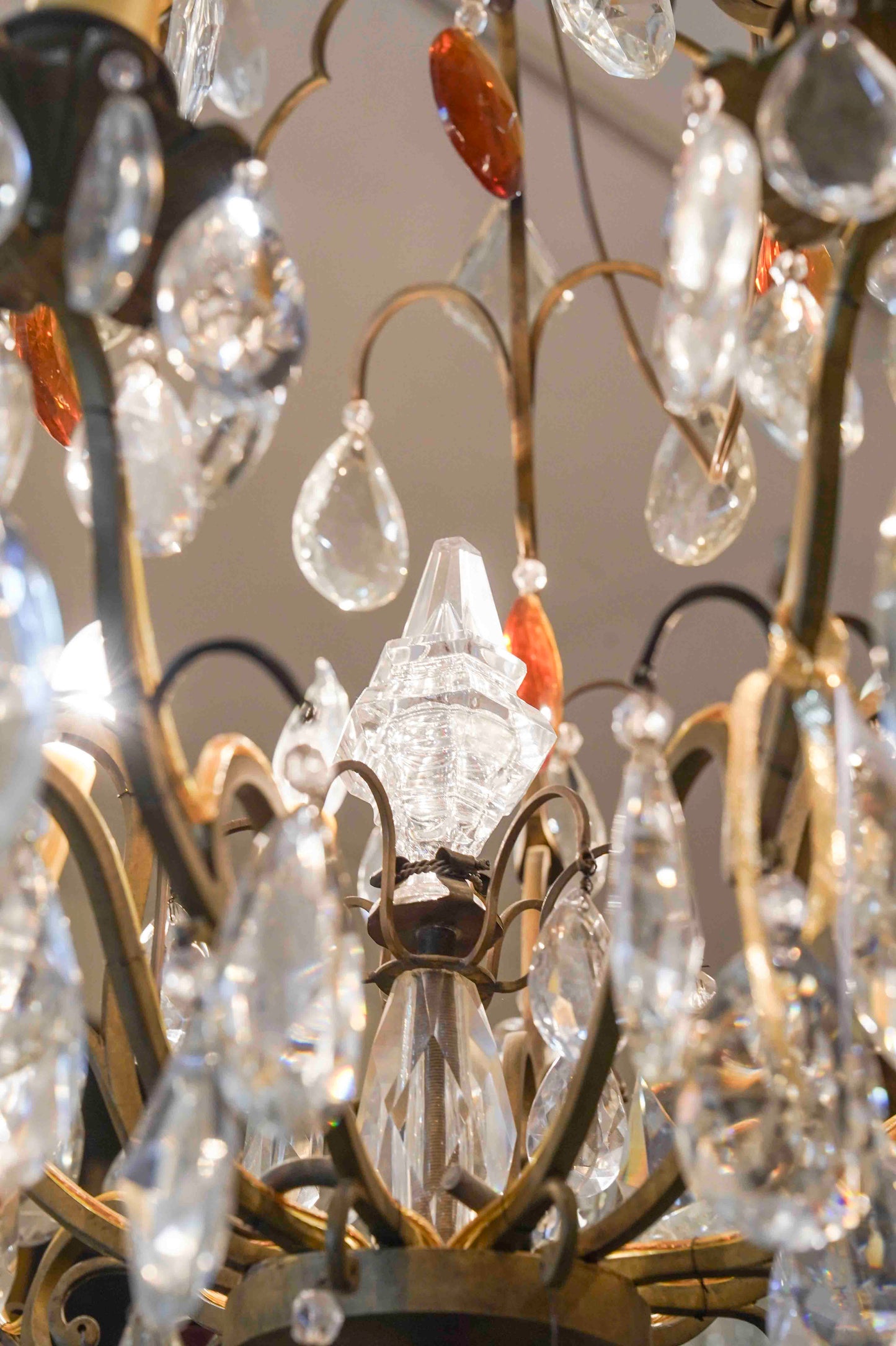 Louis XVI Style Chandelier with Amber Crystals